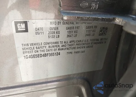 2011 Buick Lacrosse Cxs from USA, damaged, VIN 1G4GE5ED4BF365124